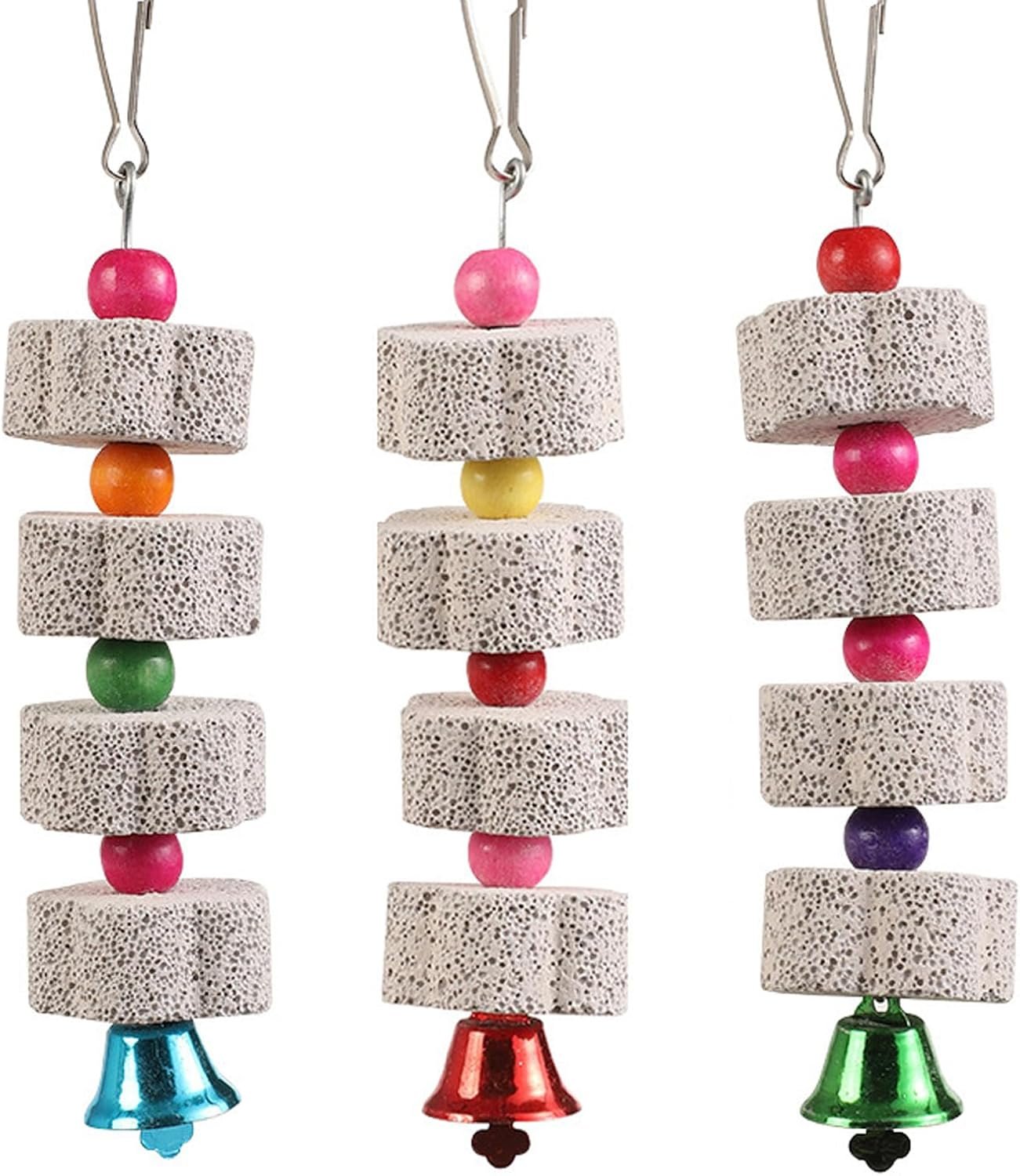 3 Stück Wellensittichspielzeug, Vogelspielzeug für Wellensittiche, Papageienspielzeug, Mineralstein-Backenzahnspielzeug mit Glocke, Kauspielzeug für Papageien, 19 cm x 4 cm 3 Stück Wellensittichspielzeug, Vogelspielzeug für Wellensittiche, Papageienspielzeug, Mineralstein-Backenzahnspielzeug mit Glocke, Kauspielzeug für Papageien, 19 cm x 4 cm