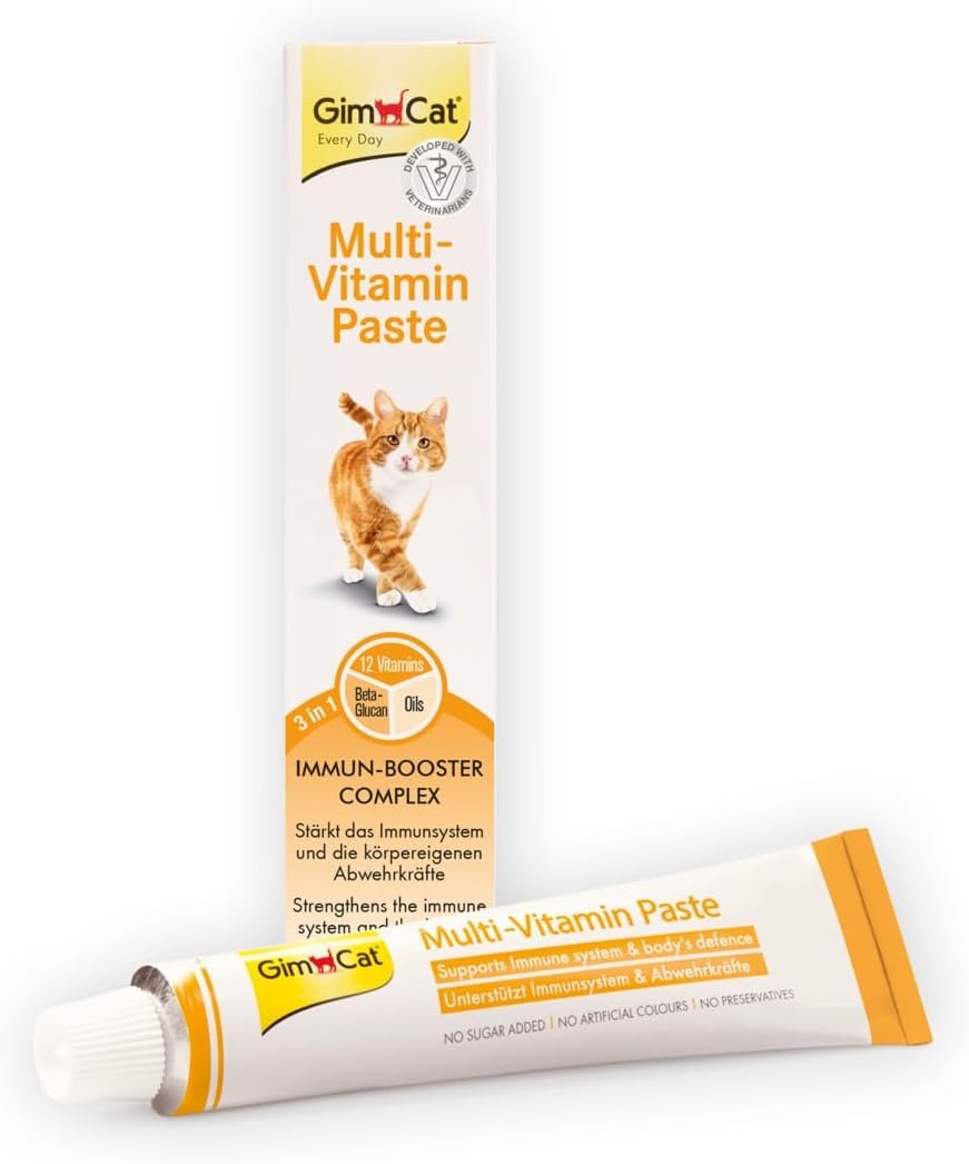 GimCat Multi-Vitamin-Paste, gesunder Katzensnack aktiviert, verteidigt und stärkt das Immunsystem, 1 Tube GimCat Multi-Vitamin-Paste, gesunder Katzensnack aktiviert, verteidigt und stärkt das Immunsystem, 1 Tube