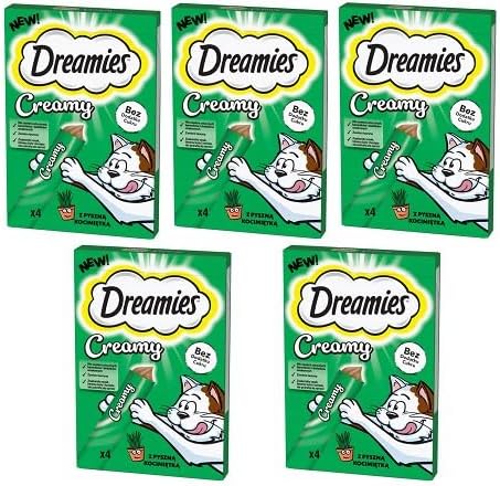 DREAMIES Creamy Catnip, cremige Leckerlis für Katzen mit Katzenminze, Multipack, 5 x 4 x 10 g (20 Portionen) DREAMIES Creamy Catnip, cremige Leckerlis für Katzen mit Katzenminze, Multipack, 5 x 4 x 10 g (20 Portionen)
