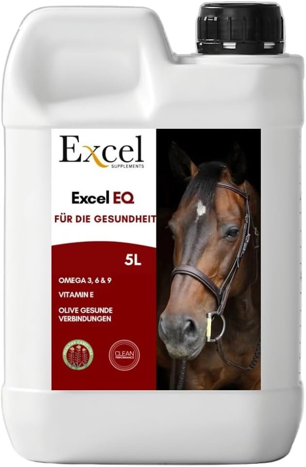 5L Excel EQ Pferdefutteröl – Nahrungsergänzungsmittel für Pferde – Omega-3-Leindotteröl mit entzündungshemmender Wirkung für natürlichen Glanz und Pflege des Pferdefells 5L Excel EQ Pferdefutteröl – Nahrungsergänzungsmittel für Pferde – Omega-3-Leindotteröl mit entzündungshemmender Wirkung für natürlichen Glanz und Pflege des Pferdefells