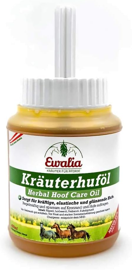 EWALIA Kräuter-Huföl für Pferde – Der natürliche Power-Boost für strahlend gesunde Hufe, 100 % reine Natur, frei von Zusatzstoffen, zertifizierte Inhaltsstoffe – 400 ml EWALIA Kräuter-Huföl für Pferde – Der natürliche Power-Boost für strahlend gesunde Hufe, 100 % reine Natur, frei von Zusatzstoffen, zertifizierte Inhaltsstoffe – 400 ml
