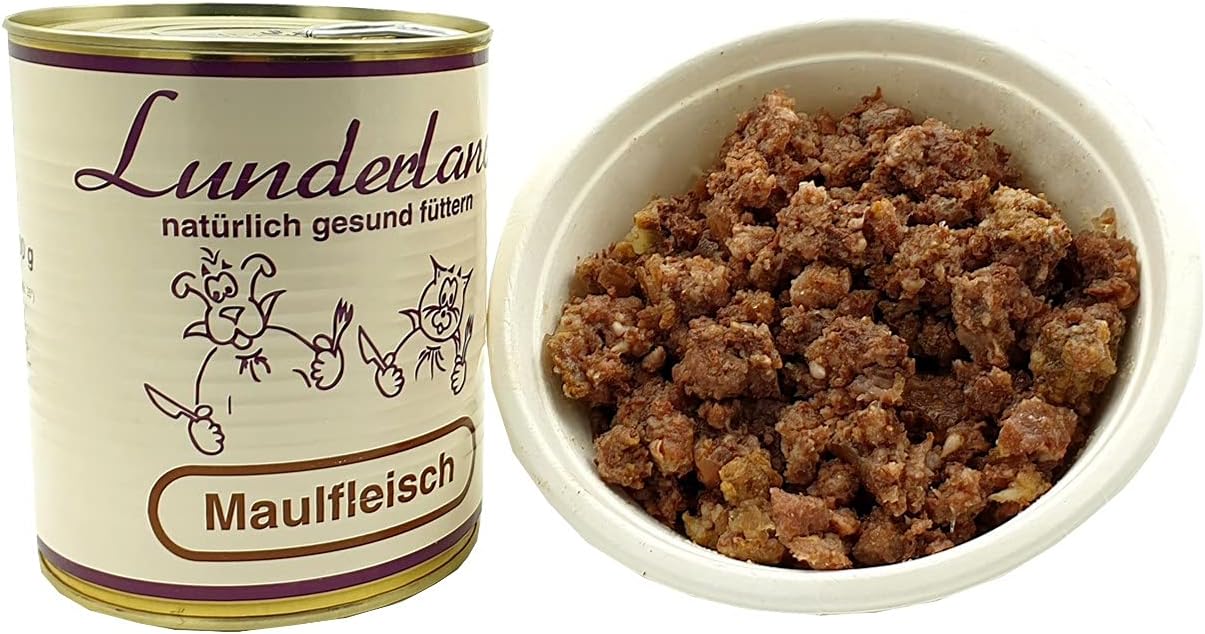 Lunderland – Fleischmaulkorb aus der Dose, 2 x 800 g Dosen (insgesamt 1,6 kg), Hundefutter, Nassfutter, 100 % Rinderkopffleisch für Hunde und Katzen Lunderland – Fleischmaulkorb aus der Dose, 2 x 800 g Dosen (insgesamt 1,6 kg), Hundefutter, Nassfutter, 100 % Rinderkopffleisch für Hunde und Katzen