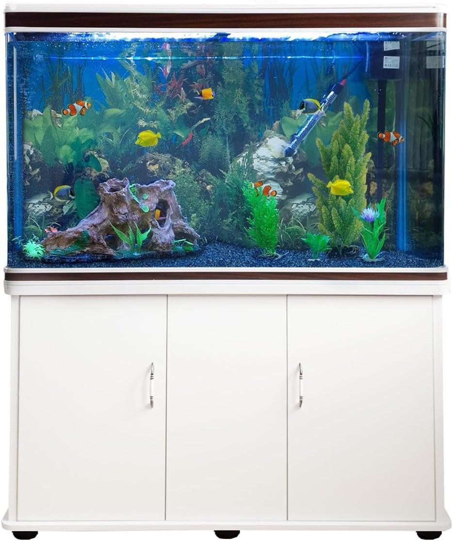MonsterShop Aquarium Starter Komplettset Aquarium mit passendem Unterschrank inklusive Aquarienpflanzen, blauer Kies, Aquariumhintergrund, 143,5 cm H x 120,5 cm B x 39 cm T MonsterShop Aquarium Starter Komplettset Aquarium mit passendem Unterschrank inklusive Aquarienpflanzen, blauer Kies, Aquariumhintergrund, 143,5 cm H x 120,5 cm B x 39 cm T