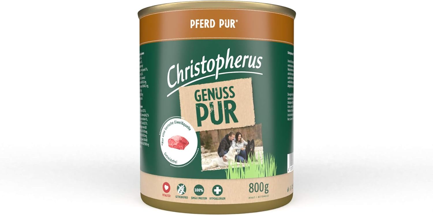 Christopherus PUR Horse Alleinfuttermittel für Hunde, Nassfutter, 6 x 800 g Christopherus PUR Horse Alleinfuttermittel für Hunde, Nassfutter, 6 x 800 g