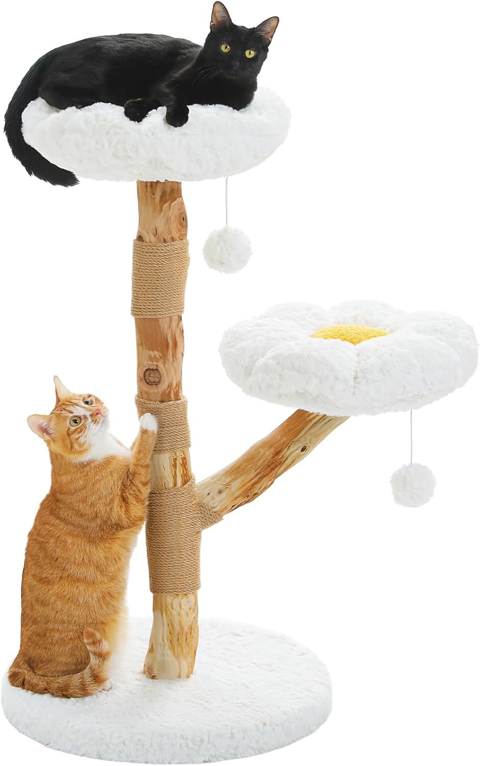 PAWZ Road Blumen-Kratzbaum aus Holz, moderner Kratzbaum, Naturholz, luxuriöser Boho-Kratzbaum, moderner Katzenkratzbaum mit 2 Plattformen, kleiner Kratzbaum für Katzen, Wolkenweiß PAWZ Road Blumen-Kratzbaum aus Holz, moderner Kratzbaum, Naturholz, luxuriöser Boho-Kratzbaum, moderner Katzenkratzbaum mit 2 Plattformen, kleiner Kratzbaum für Katzen, Wolkenweiß