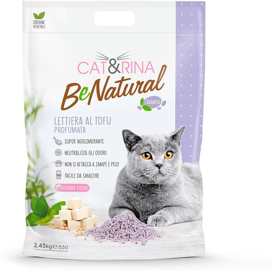 Cat&Rina BeNatural Tofu Katzenstreu, pflanzlich und stark klumpend. Biologisch abbaubar und in der Toilette entsorgbar. Bis zu 30 Tage verwendbare Katzenstreu mit Lavendel, 5,5 l Cat&Rina BeNatural Tofu Katzenstreu, pflanzlich und stark klumpend. Biologisch abbaubar und in der Toilette entsorgbar. Bis zu 30 Tage verwendbare Katzenstreu mit Lavendel, 5,5 l