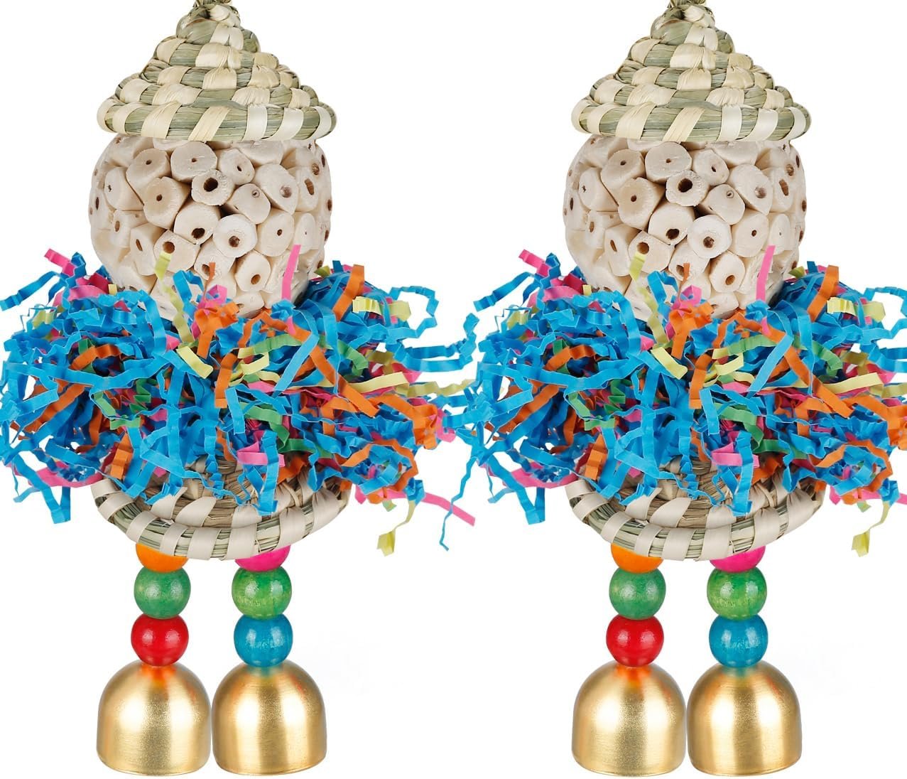 Sittich-Spielzeug, 2 Stück, Vogelspielzeug, Papageien-Futterspender, Schredder, Hängespielzeug, Sola-Bälle mit Glocke, für kleine Papageien, Sittiche, Nymphensittiche, Sittiche (natürliche Hüte) Sittich-Spielzeug, 2 Stück, Vogelspielzeug, Papageien-Futterspender, Schredder, Hängespielzeug, Sola-Bälle mit Glocke, für kleine Papageien, Sittiche, Nymphensittiche, Sittiche (natürliche Hüte)