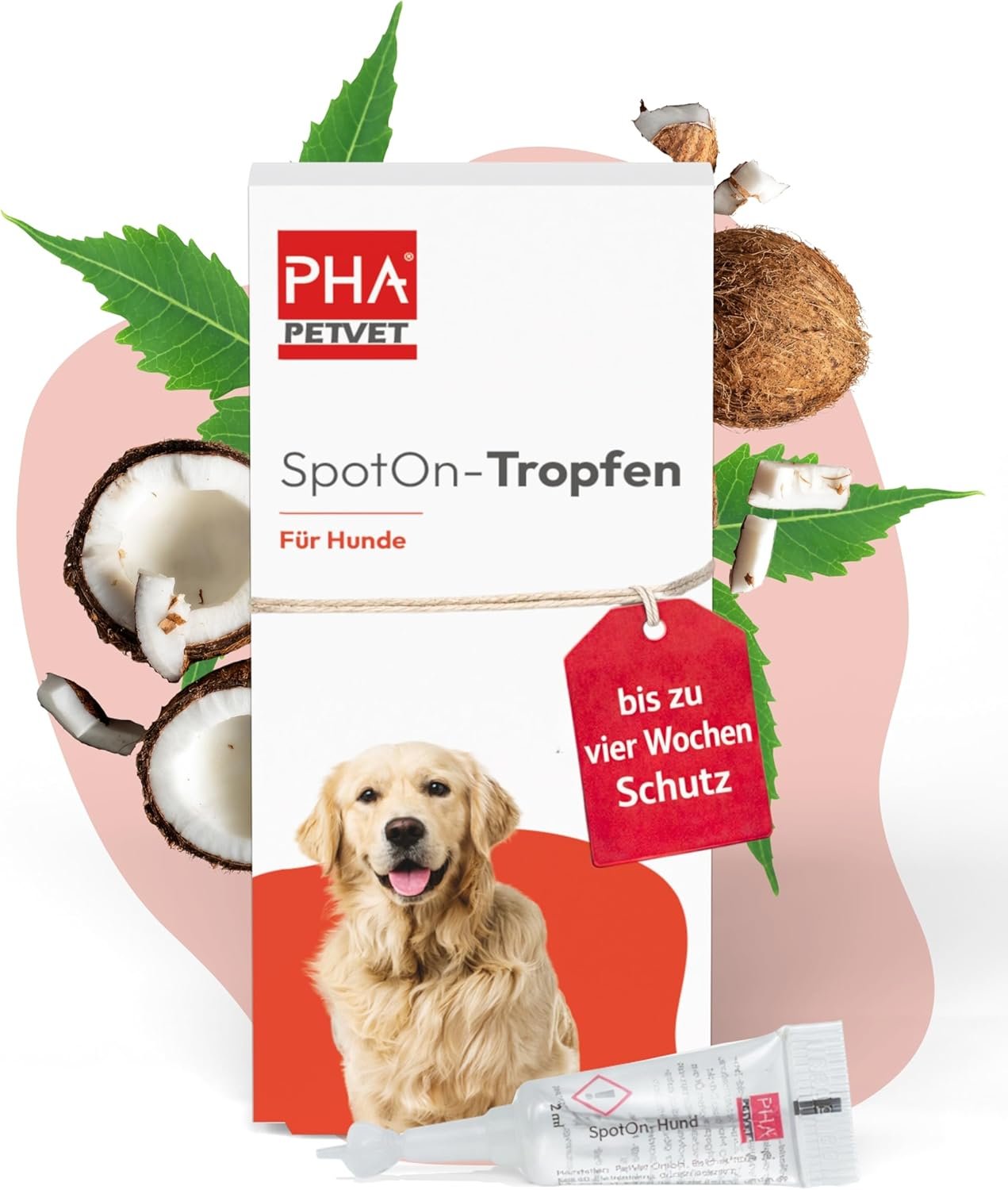PHA Spot-On Tropfen für Hunde – Natürliches Heilmittel gegen Flöhe, Zecken und Milben mit Neemöl und Laurinsäure, Floh- und Zeckenschutz für Hunde, Flohmittel für Hunde bei Befall, 2 Tuben à 2 ml PHA Spot-On Tropfen für Hunde – Natürliches Heilmittel gegen Flöhe, Zecken und Milben mit Neemöl und Laurinsäure, Floh- und Zeckenschutz für Hunde, Flohmittel für Hunde bei Befall, 2 Tuben à 2 ml