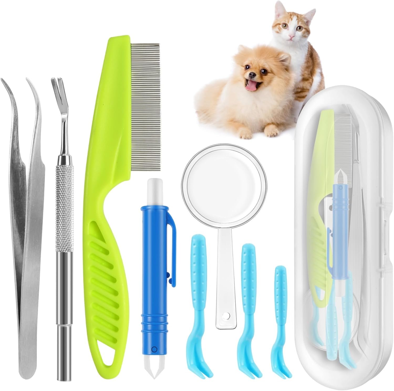 Zeckenentferner-Set für Hunde und Katzen, Set aus 3 Zeckenhebern, 1 Zeckenhaken, 1 Zeckenpinzette, Zeckenentfernung in Sekundenschnelle, sicherer Zeckenschutz für Kinder und Haustiere, für Hunde, Katzen und Menschen Zeckenentferner-Set für Hunde und Katzen, Set aus 3 Zeckenhebern, 1 Zeckenhaken, 1 Zeckenpinzette, Zeckenentfernung in Sekundenschnelle, sicherer Zeckenschutz für Kinder und Haustiere, für Hunde, Katzen und Menschen