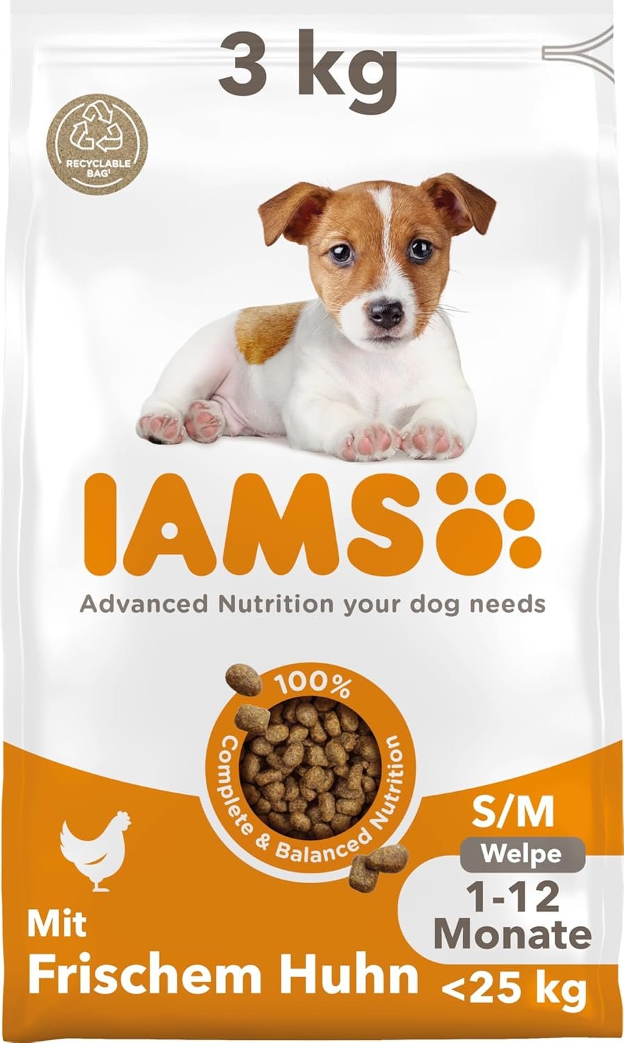 IAMS for Vitality Welpenfutter für kleine/mittlere Rassen mit frischem Huhn, 3 kg IAMS for Vitality Welpenfutter für kleine/mittlere Rassen mit frischem Huhn, 3 kg