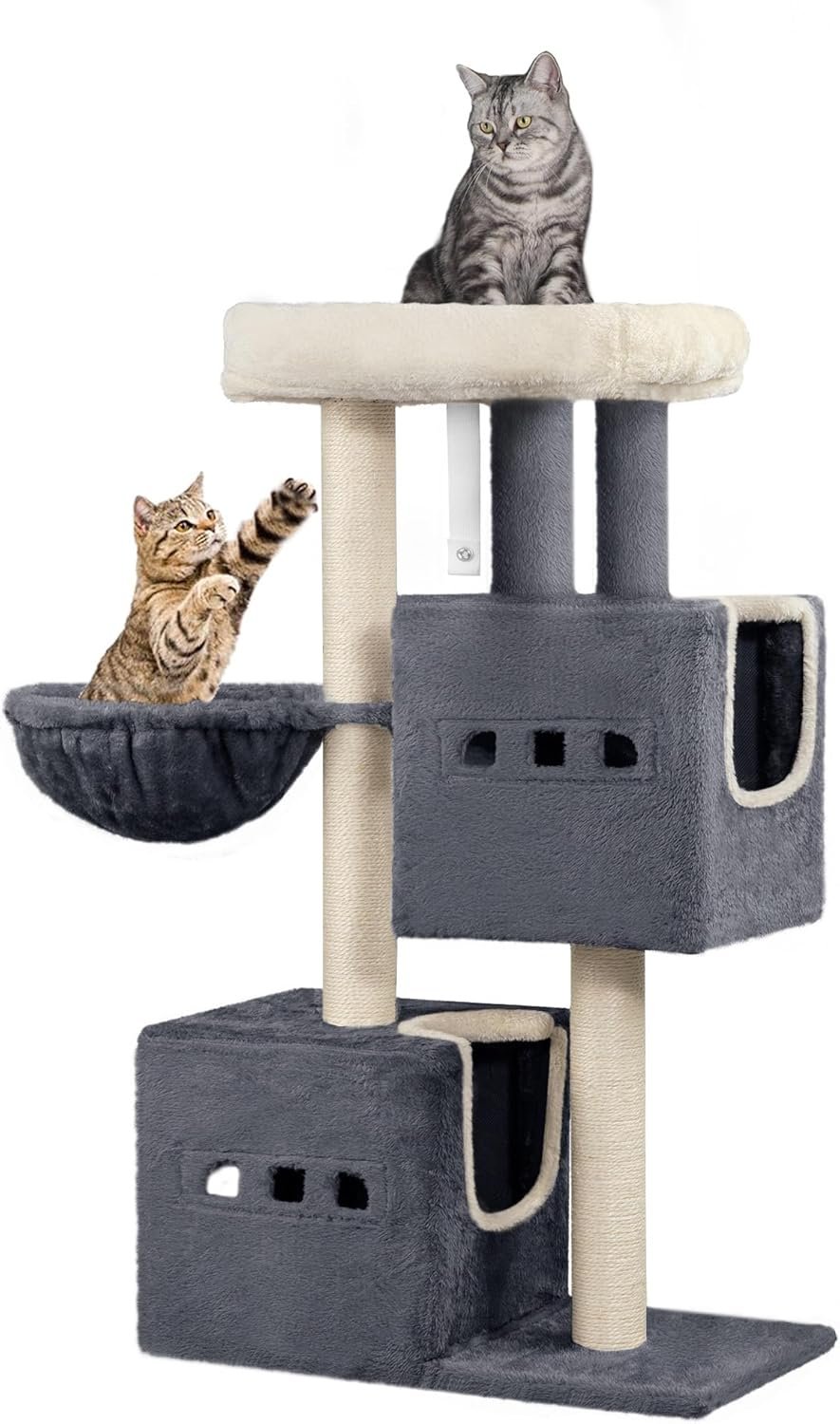 Hzuaneri MS10018SG Kratzbaum für Katzen, 98 cm, stabiler Katzenkratzbaum mit großer Liegefläche, Katzenhöhle, Sisalstämme, Korb, Plüschbälle, Katzenmöbel-Spielbaum, dunkelgrau Hzuaneri MS10018SG Kratzbaum für Katzen, 98 cm, stabiler Katzenkratzbaum mit großer Liegefläche, Katzenhöhle, Sisalstämme, Korb, Plüschbälle, Katzenmöbel-Spielbaum, dunkelgrau