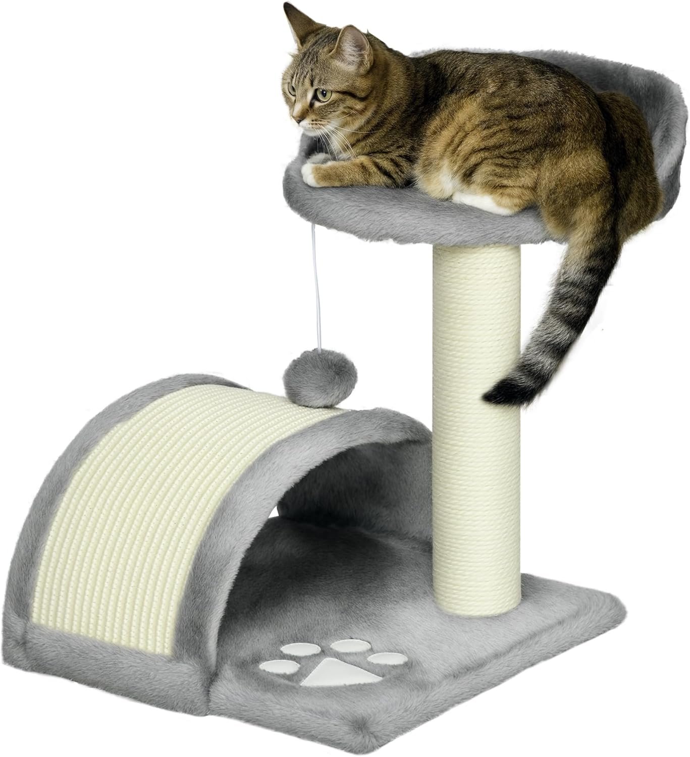 PawHut Katzenkratzbaum, 46 cm, kleiner Katzenturm mit Höhle, Spielball, Sisalseil, erhöhte Plattform, Katzenkratzbaum, Kletterbaum für Katzen bis 4 kg, Grau PawHut Katzenkratzbaum, 46 cm, kleiner Katzenturm mit Höhle, Spielball, Sisalseil, erhöhte Plattform, Katzenkratzbaum, Kletterbaum für Katzen bis 4 kg, Grau