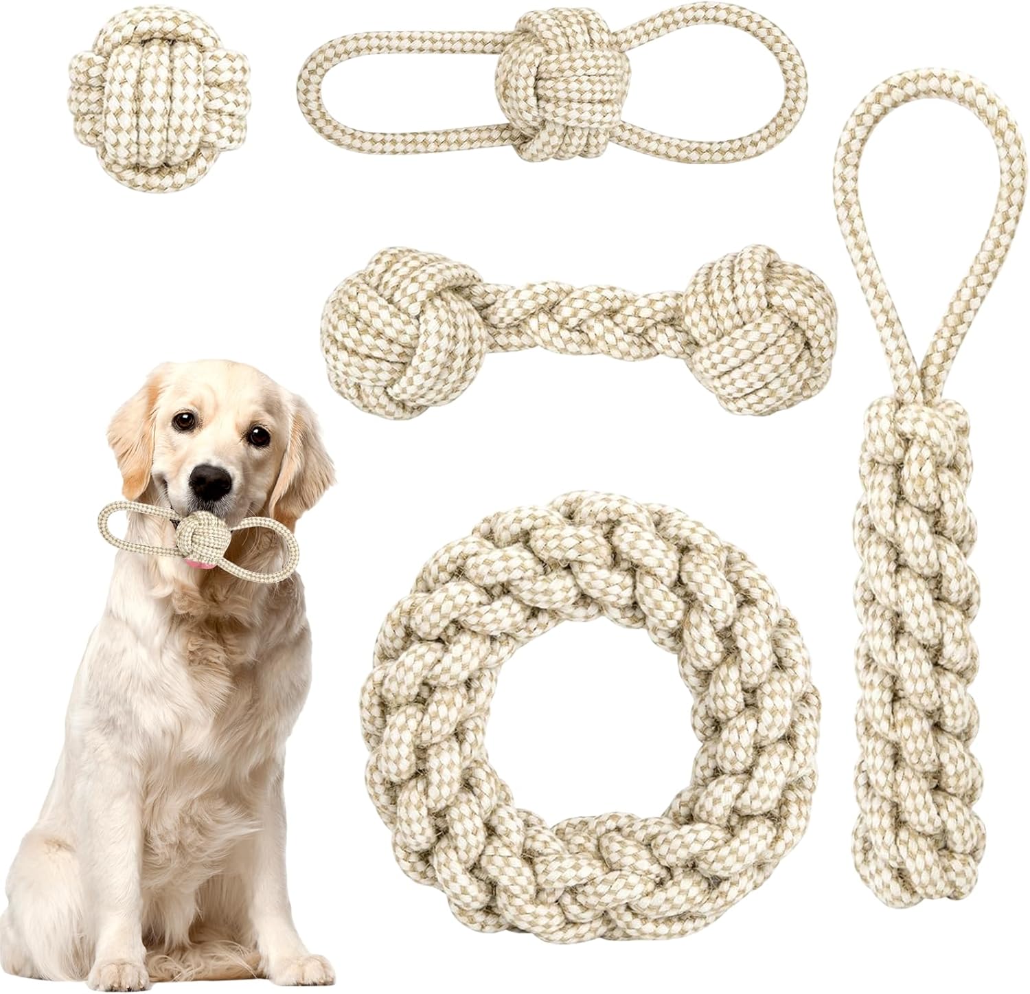 5 Stück Hunde-Kauspielzeug-Seil, geflochtenes Hundeseil-Spielzeug aus Baumwolle und Hanf, Hundespielzeug-Set, interaktives Kauspielzeug für Welpen, kleine, mittelgroße Hunde 5 Stück Hunde-Kauspielzeug-Seil, geflochtenes Hundeseil-Spielzeug aus Baumwolle und Hanf, Hundespielzeug-Set, interaktives Kauspielzeug für Welpen, kleine, mittelgroße Hunde