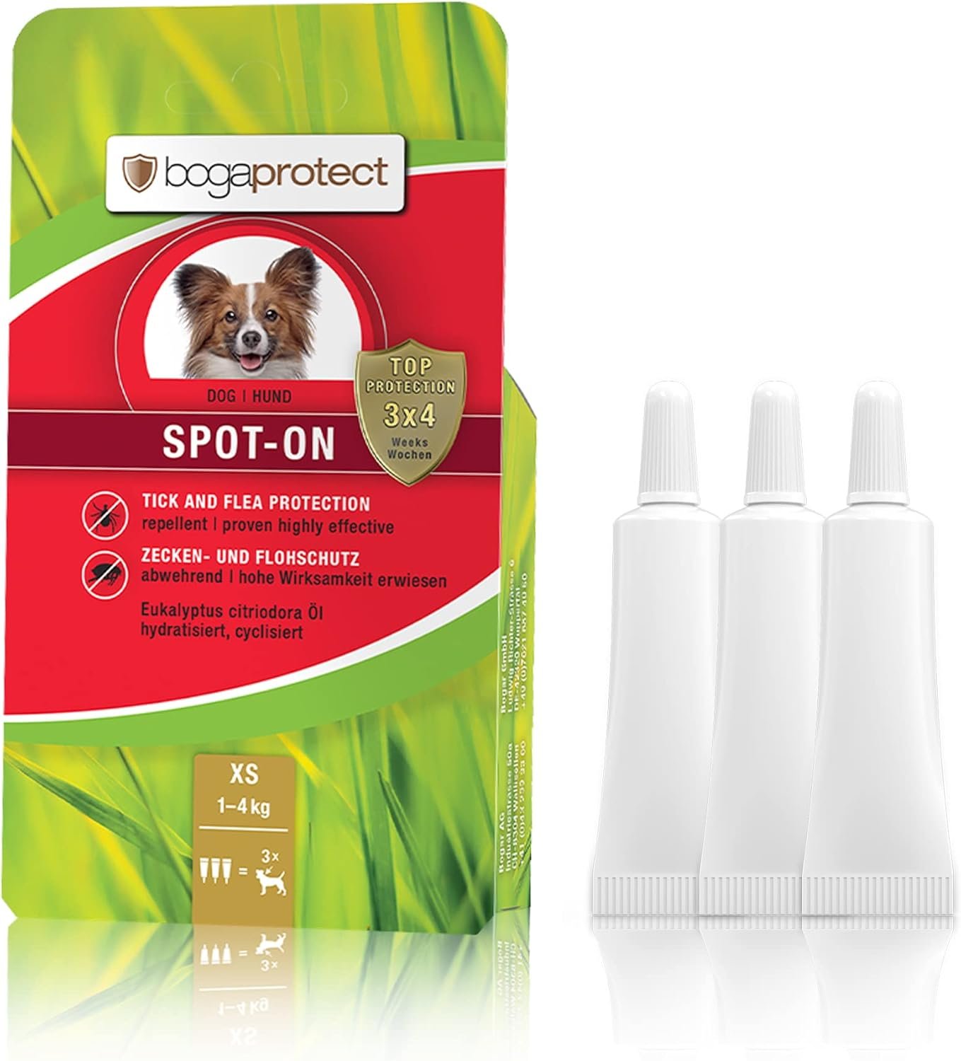 bogaprotect Spot On Dog – Floh- und Zeckenschutz für Hunde – 1-4 kg – Zeckenschutz für Hunde – Natürlicher Zeckenschutz für Hunde – UBO0350 – Vorrat für 12 Wochen bogaprotect Spot On Dog – Floh- und Zeckenschutz für Hunde – 1-4 kg – Zeckenschutz für Hunde – Natürlicher Zeckenschutz für Hunde – UBO0350 – Vorrat für 12 Wochen