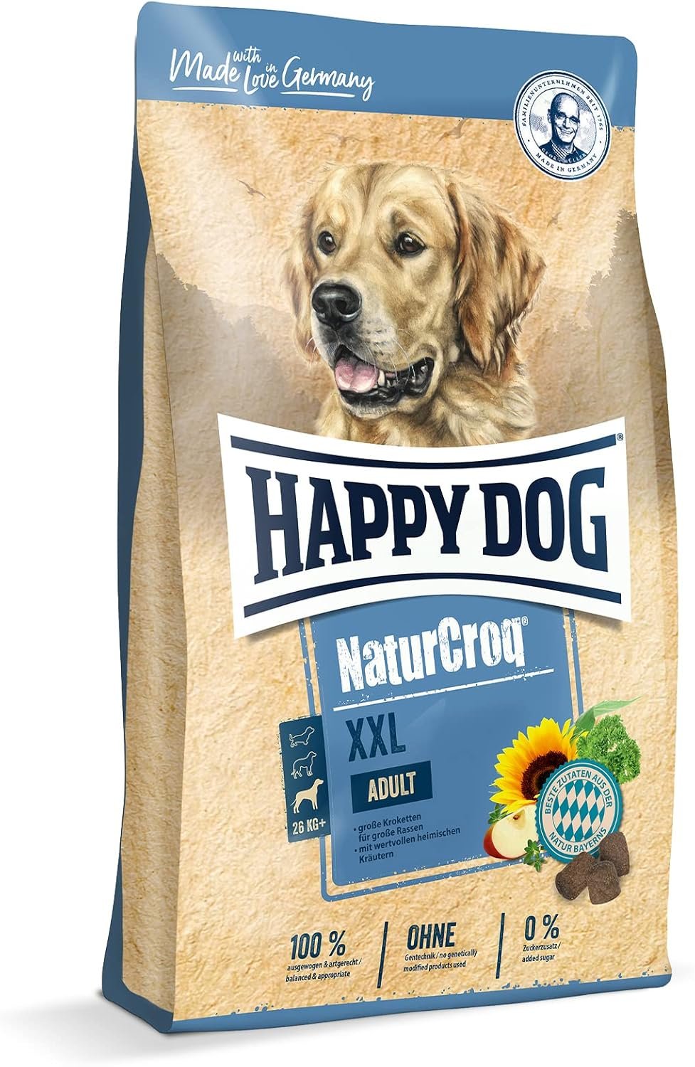 Happy Dog 60524 – NaturCroq XXL – Trockenfutter mit Kräutern und großen Kroketten – Mischung für größere Hunde – 15 kg Inhalt Happy Dog 60524 – NaturCroq XXL – Trockenfutter mit Kräutern und großen Kroketten – Mischung für größere Hunde – 15 kg Inhalt