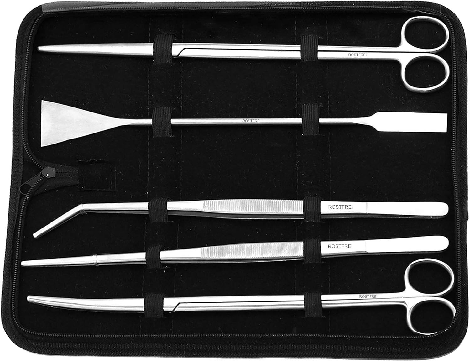 Komplettes Aquarium-Terrarium-Set – Pflanzenpinzette – Kiesschere – Spatel, Edelstahl, im Koffer Komplettes Aquarium-Terrarium-Set – Pflanzenpinzette – Kiesschere – Spatel, Edelstahl, im Koffer