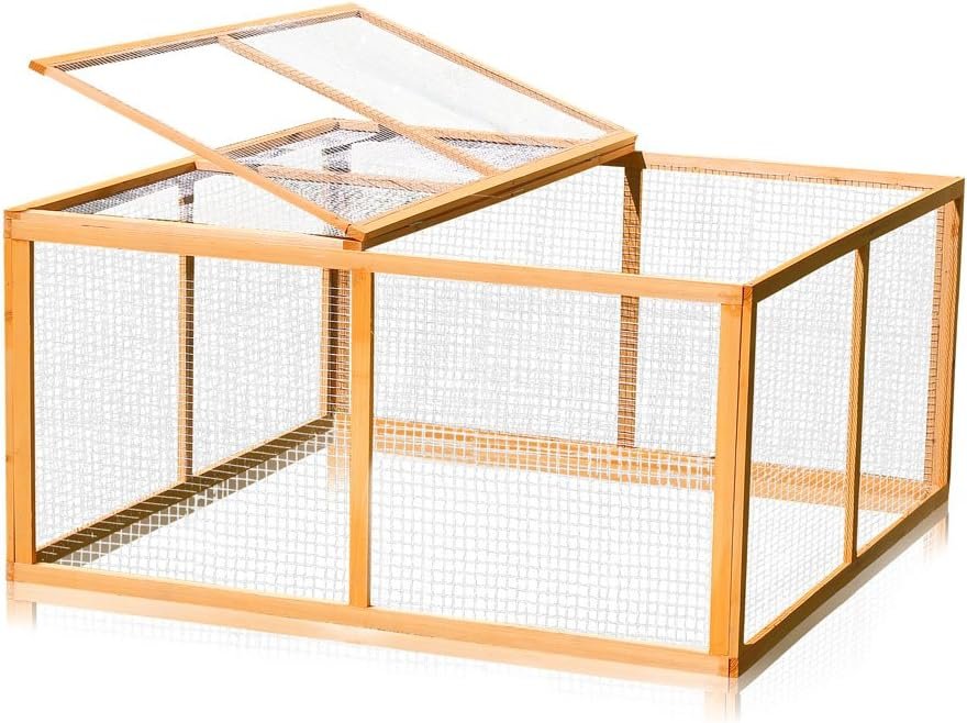 Kaninchenstall Melko, XXL-Außengehege ca. 120 x 120 x 59 cm, aus Holz Kaninchenstall Melko, XXL-Außengehege ca. 120 x 120 x 59 cm, aus Holz