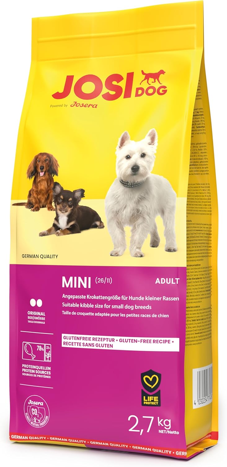 JosiDog Mini (1 x 2,7 kg) | Erwachsene Mini | Premium-Trockenfutter für ausgewachsene kleine Hunde | mit hochwertigem Geflügelprotein | Extra kleine Kroketten | Unterstützt von Josera | Hundefutter | 1 Stück JosiDog Mini (1 x 2,7 kg) | Erwachsene Mini | Premium-Trockenfutter für ausgewachsene kleine Hunde | mit hochwertigem Geflügelprotein | Extra kleine Kroketten | Unterstützt von Josera | Hundefutter | 1 Stück