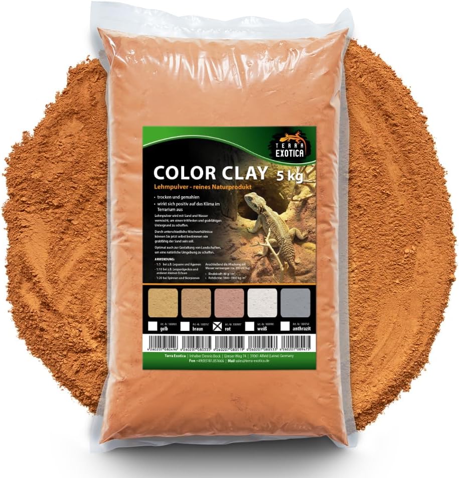 Tonpulver 5 kg – Natürlicher Bodengrund für Terrarien | Ideal für Reptilien, Amphibien, Insekten, Grabende Tiere | Natürlicher Ton (Ziegelrot) Tonpulver 5 kg – Natürlicher Bodengrund für Terrarien | Ideal für Reptilien, Amphibien, Insekten, Grabende Tiere | Natürlicher Ton (Ziegelrot)
