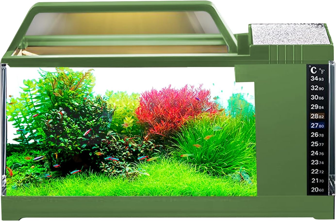 Aquarium-Set, Aquarium-Komplettset mit LED-Beleuchtung und Filtersystem, intelligentes Kleinaquarium mit leiser Pumpe und Temperaturüberwachung für Betta, Guppys und Aquarium-Set, Aquarium-Komplettset mit LED-Beleuchtung und Filtersystem, intelligentes Kleinaquarium mit leiser Pumpe und Temperaturüberwachung für Betta, Guppys und