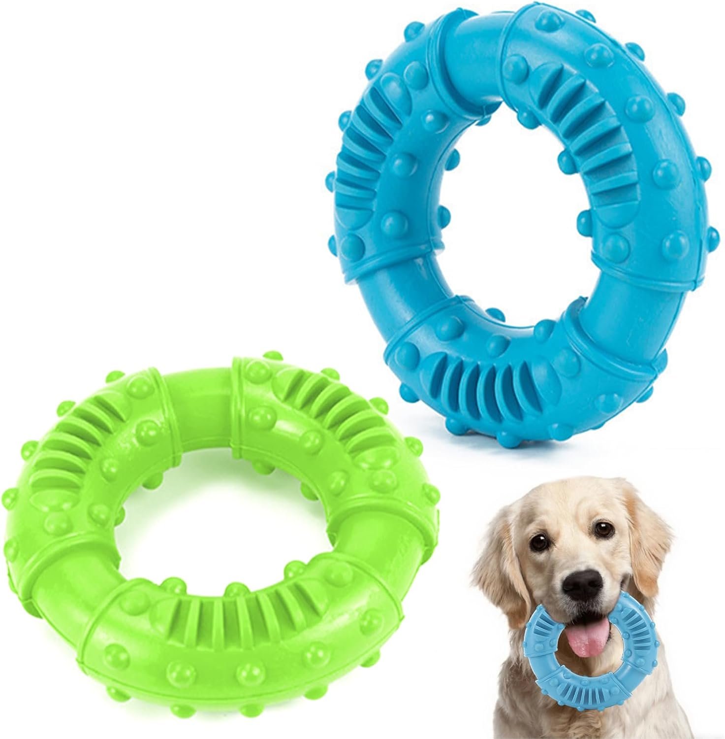 2 Stück Hundespielzeug aus Gummi, Kauspielzeug für Hunde, unzerstörbar, verspielter Zahnpflegering, Aktivität für Klein, Mittel, Groß 2 Stück Hundespielzeug aus Gummi, Kauspielzeug für Hunde, unzerstörbar, verspielter Zahnpflegering, Aktivität für Klein, Mittel, Groß