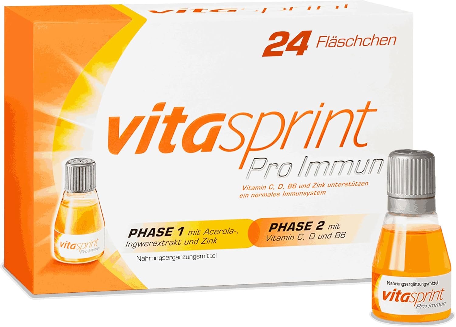 Vitasprint Pro Immunflasche – Natürliches Nahrungsergänzungsmittel zur Aktivierung der Abwehrkräfte – 1 x 24 Trinkampullen Vitasprint Pro Immunflasche – Natürliches Nahrungsergänzungsmittel zur Aktivierung der Abwehrkräfte – 1 x 24 Trinkampullen