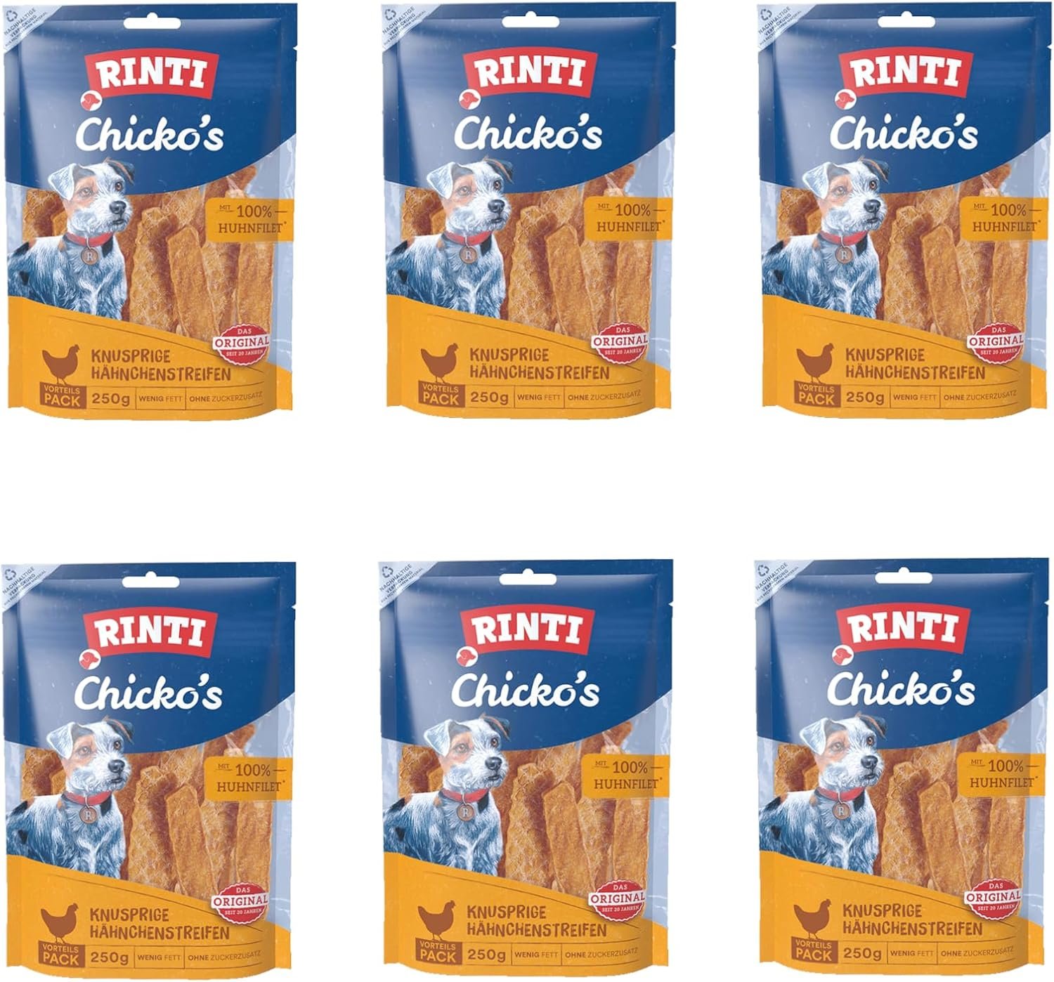 RINTI Extra Chicko Hühnersnack für Hunde, Bündel 6 x 250 g RINTI Extra Chicko Hühnersnack für Hunde, Bündel 6 x 250 g