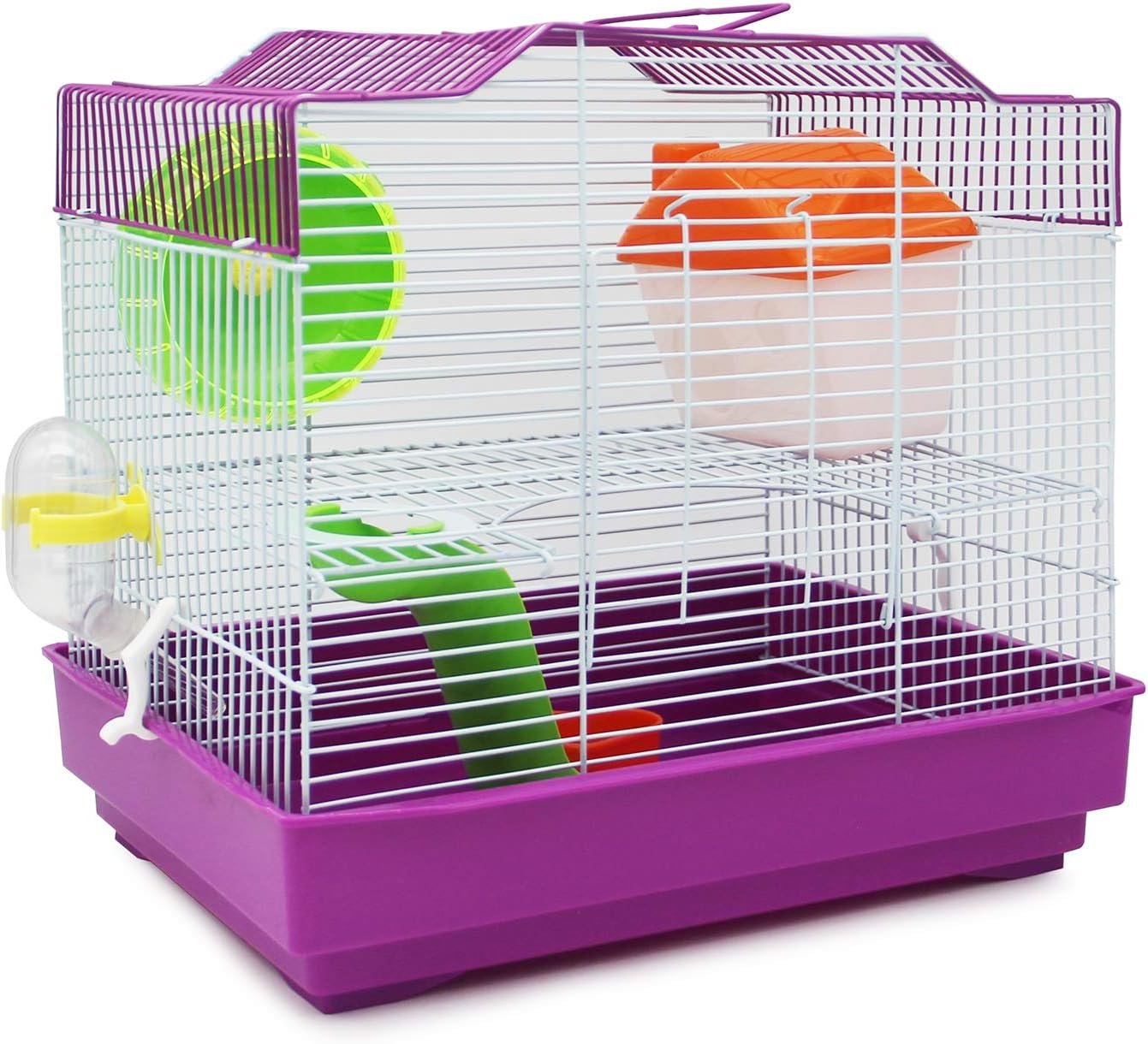 BPS Hamsterkäfig-Chalet-Haus mit Futternapf, Tränke, Rad, Spezialhaus, zufällige Farbe, 33 x 23 x 30 cm, BPS-1175 BPS Hamsterkäfig-Chalet-Haus mit Futternapf, Tränke, Rad, Spezialhaus, zufällige Farbe, 33 x 23 x 30 cm, BPS-1175