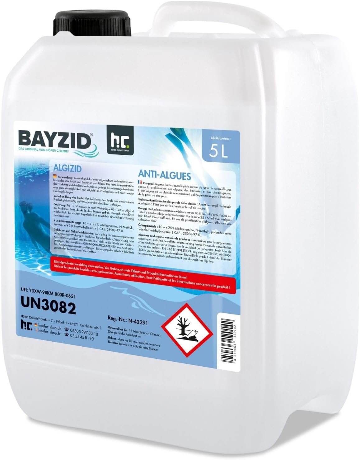 Höfer Chemie 5 L Pool-Algenvernichter – Anti-Algen-Produkt für Schwimmbad & Pool – schnelle Wirkung gegen Algen Höfer Chemie 5 L Pool-Algenvernichter – Anti-Algen-Produkt für Schwimmbad & Pool – schnelle Wirkung gegen Algen