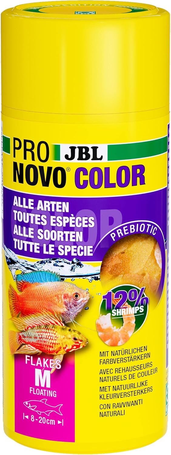 JBL PRONOVO COLOR FLAKES Paint Food Flakes for All Aquarium Fish from 8-20 cm, Fish Food Flakes, Size M, 250 ml JBL PRONOVO COLOR FLAKES Paint Food Flakes for All Aquarium Fish from 8-20 cm, Fish Food Flakes, Size M, 250 ml