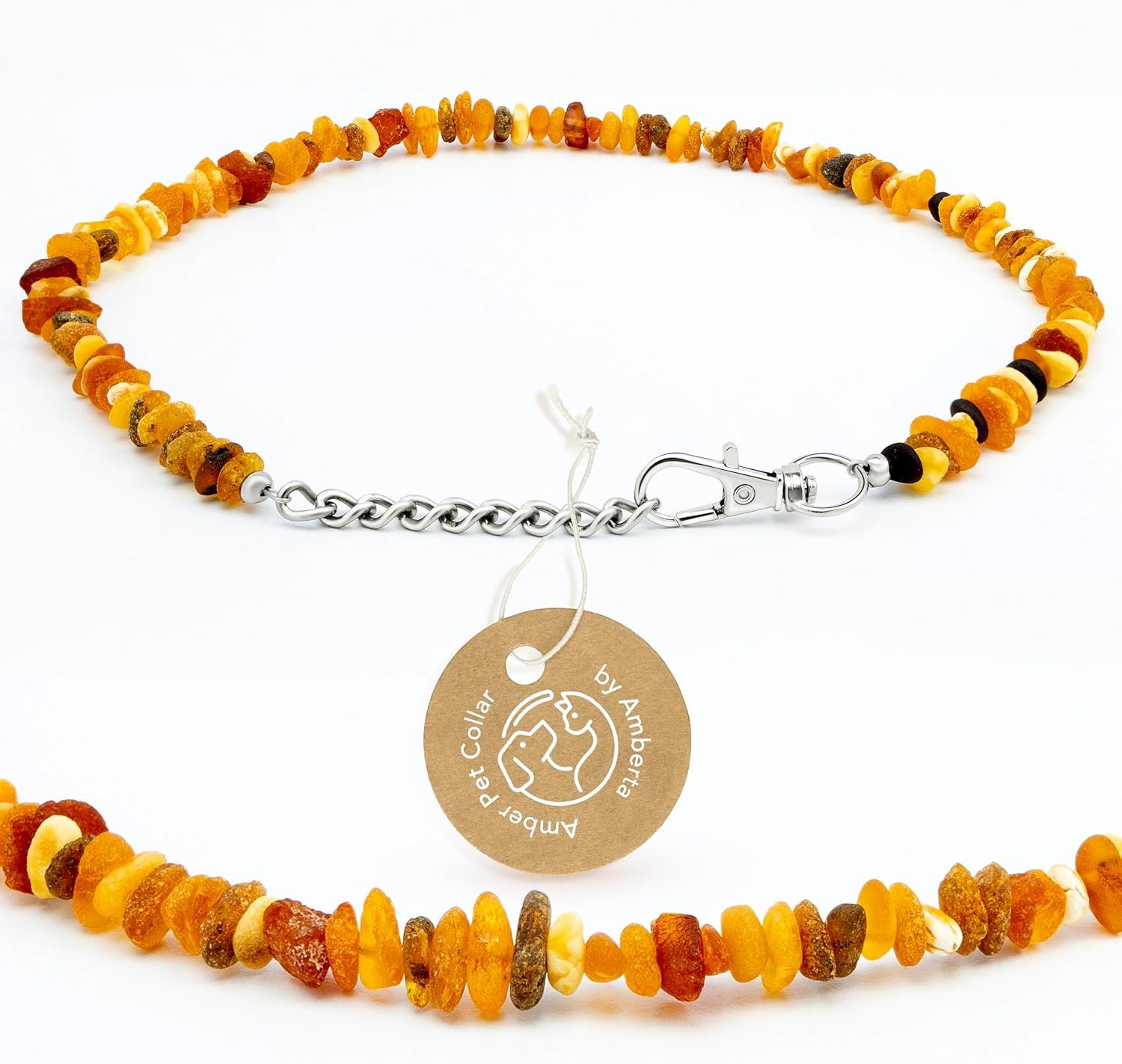 Amberta Bernsteinhalsband für Hunde und Katzen, Bernsteinkette für Hunde, Hundehalsband: 40-45 cm Amberta Bernsteinhalsband für Hunde und Katzen, Bernsteinkette für Hunde, Hundehalsband: 40-45 cm