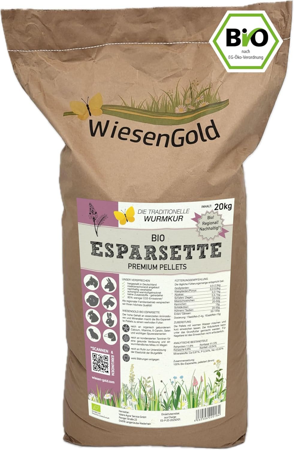 Esparsette Cobs Bio (20 kg), WiesenGold® Bio Esparsette Pellets/Cobs – Premium-Pferdefutter, natürlicher Anbau, Tierfutter, natürliche Wurmkur Esparsette Cobs Bio (20 kg), WiesenGold® Bio Esparsette Pellets/Cobs – Premium-Pferdefutter, natürlicher Anbau, Tierfutter, natürliche Wurmkur