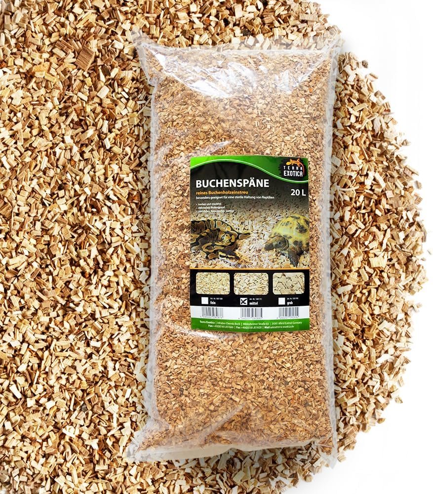 Buchenspäne mittelgroß als Einstreu für Ihr Terrarium in 10, 20 oder 60 Litern – Naturbelassene Buchenspäne geeignet für Reptilien, Vögel und Kleinsäuger (20 Liter) Buchenspäne mittelgroß als Einstreu für Ihr Terrarium in 10, 20 oder 60 Litern – Naturbelassene Buchenspäne geeignet für Reptilien, Vögel und Kleinsäuger (20 Liter)