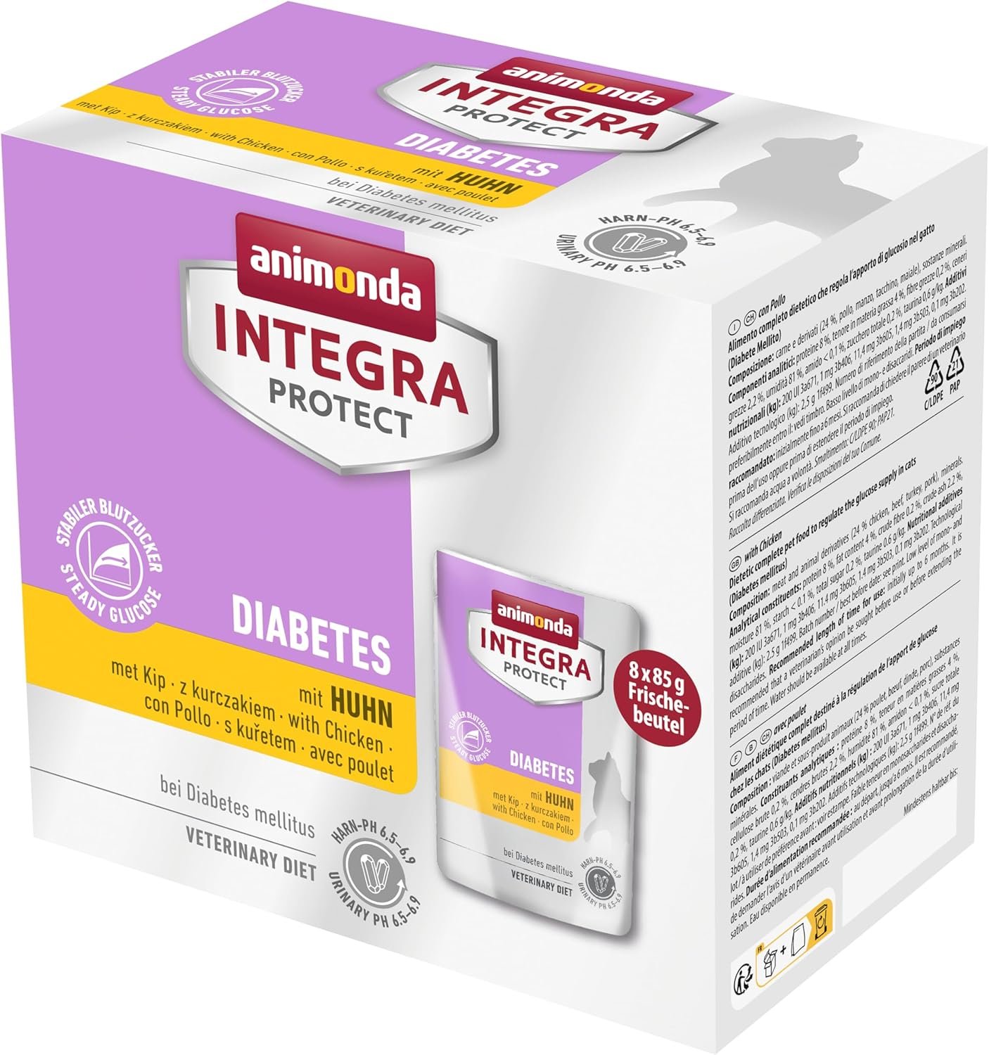 animonda INTEGRA PROTECT Nassfutter für Diabetes-Katzen mit Huhn (8 x 85 g), tierärztlich empfohlen bei Diabetes mellitus, mit Tierärzten entwickeltes Alleinfuttermittel für ausgewachsene Katzen animonda INTEGRA PROTECT Nassfutter für Diabetes-Katzen mit Huhn (8 x 85 g), tierärztlich empfohlen bei Diabetes mellitus, mit Tierärzten entwickeltes Alleinfuttermittel für ausgewachsene Katzen