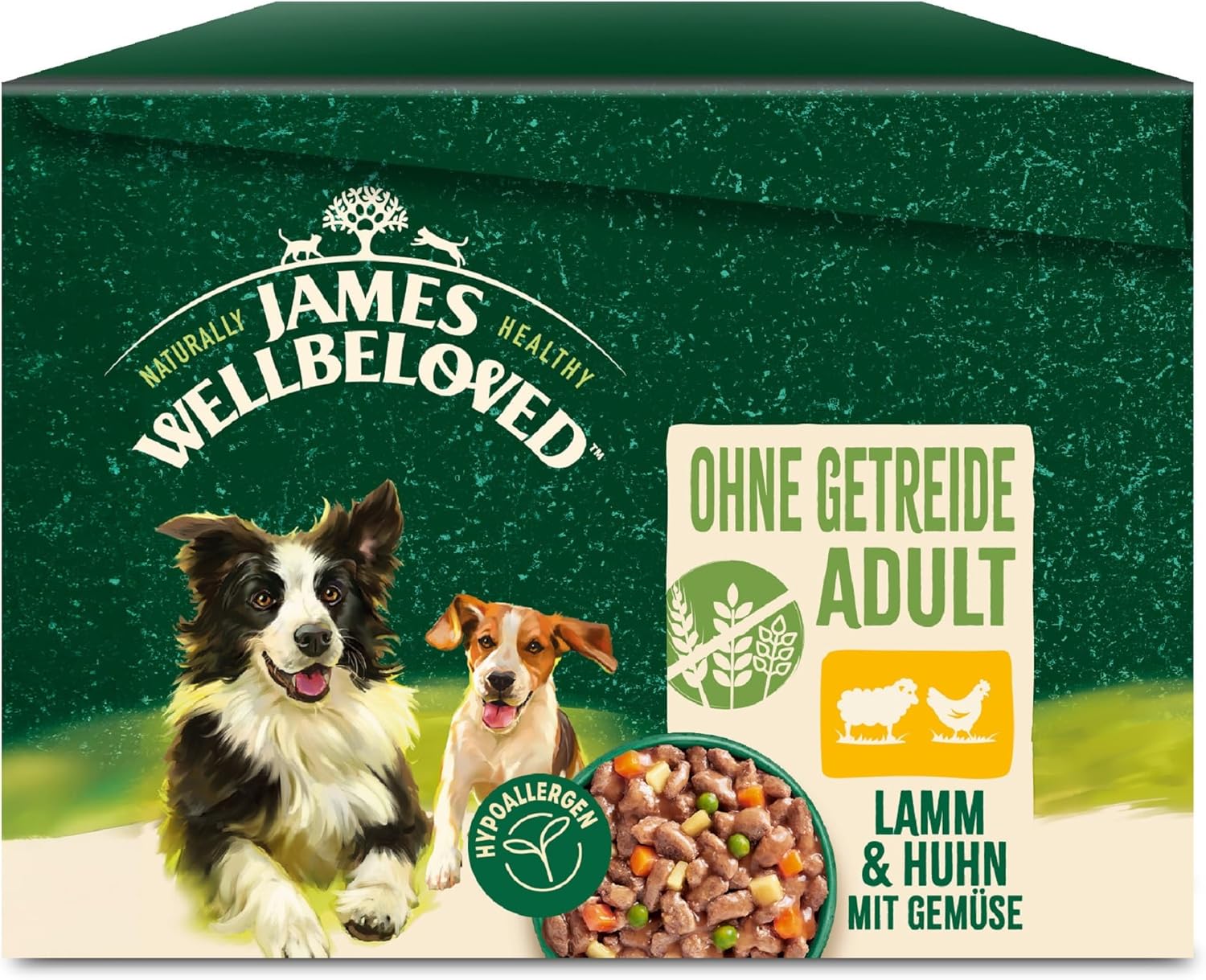 James WELLBELOVED 12 x 90 g Hundeportionsbeutel, Nassfutter ohne Getreide, Lamm & Huhn mit Gemüse in Sauce James WELLBELOVED 12 x 90 g Hundeportionsbeutel, Nassfutter ohne Getreide, Lamm & Huhn mit Gemüse in Sauce