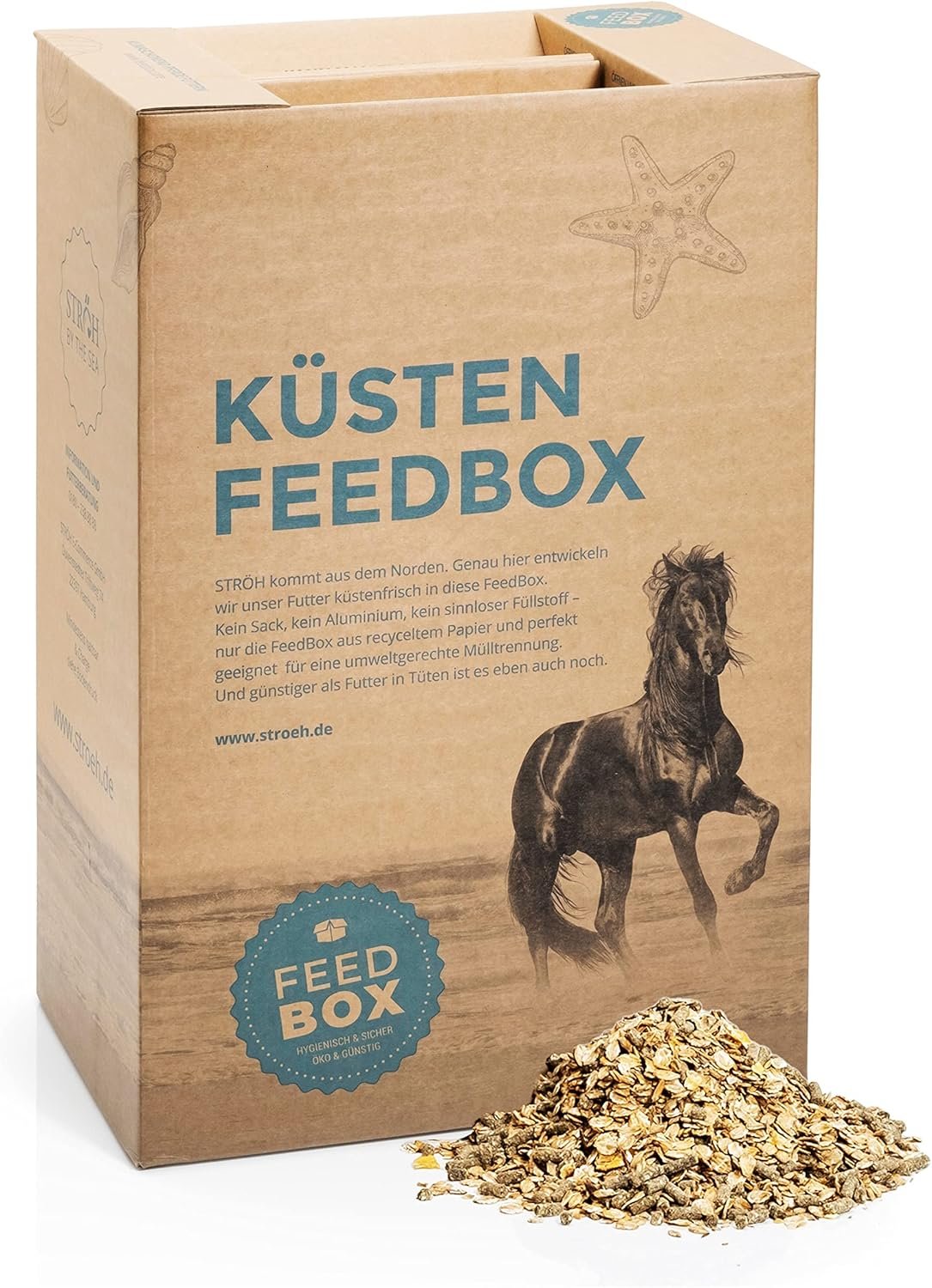 STRÖH Küsten Vitalia Müsli Pferd (27 kg) • Pferdemüsli ohne Hafer • Pferdemüsli mit Vitamin E, B2, D3, Biotin, etc. • Haferfreies Premiummüsli STRÖH Küsten Vitalia Müsli Pferd (27 kg) • Pferdemüsli ohne Hafer • Pferdemüsli mit Vitamin E, B2, D3, Biotin, etc. • Haferfreies Premiummüsli