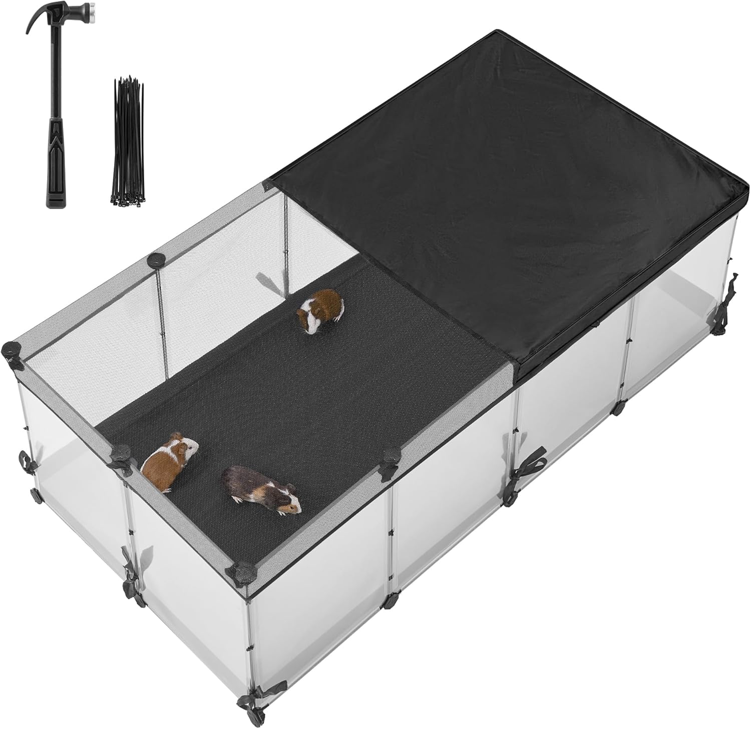 SONGMICS Kleintiergehege, halbtransparente Paneele, atmungsaktiv, wasserabweisender Stoffboden, Kaninchenstall für den Innenbereich, Käfig für Meerschweinchen, Frettchen, 144 x 74 x 47 cm, Wolkenweiß LPC015W01 SONGMICS Kleintiergehege, halbtransparente Paneele, atmungsaktiv, wasserabweisender Stoffboden, Kaninchenstall für den Innenbereich, Käfig für Meerschweinchen, Frettchen, 144 x 74 x 47 cm, Wolkenweiß LPC015W01