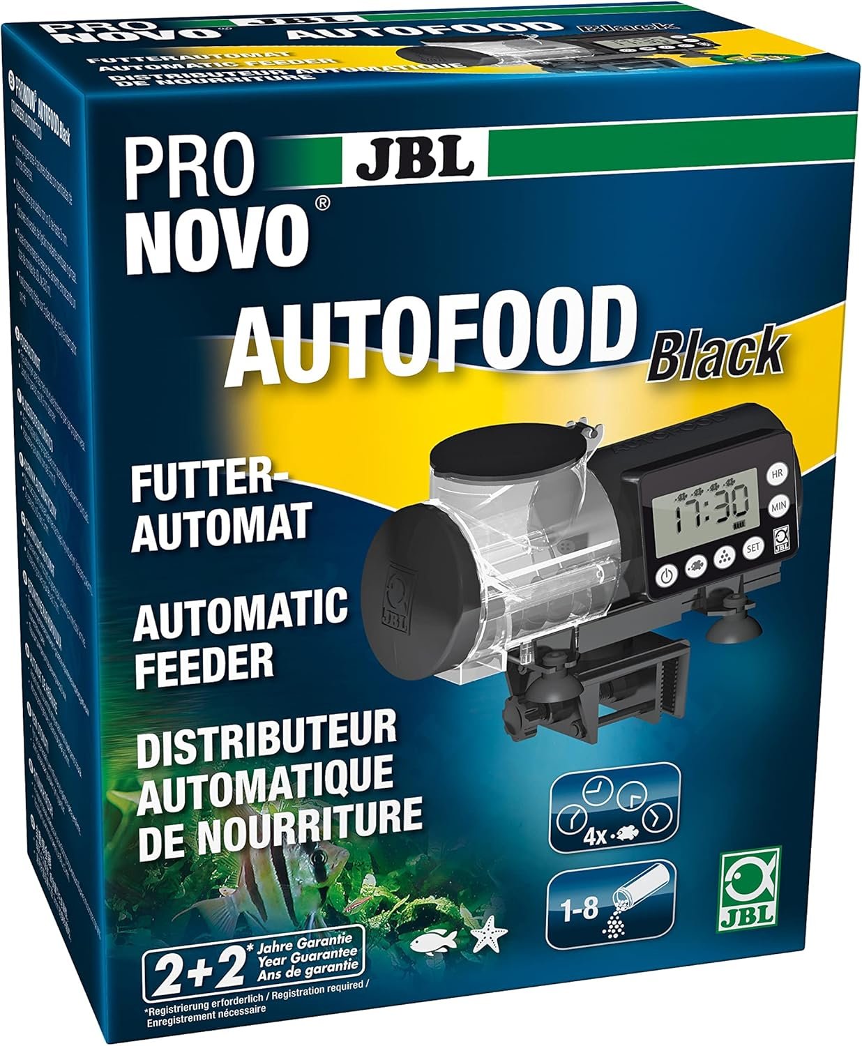 JBL Pronovo Autofood Automatic Feeder for Aquarium, Feeding with Fish Feed Granules up to 4x a day, Includes Holder and Adapter Ring to Extend Volume to 375 ml, Black JBL Pronovo Autofood Automatic Feeder for Aquarium, Feeding with Fish Feed Granules up to 4x a day, Includes Holder and Adapter Ring to Extend Volume to 375 ml, Black