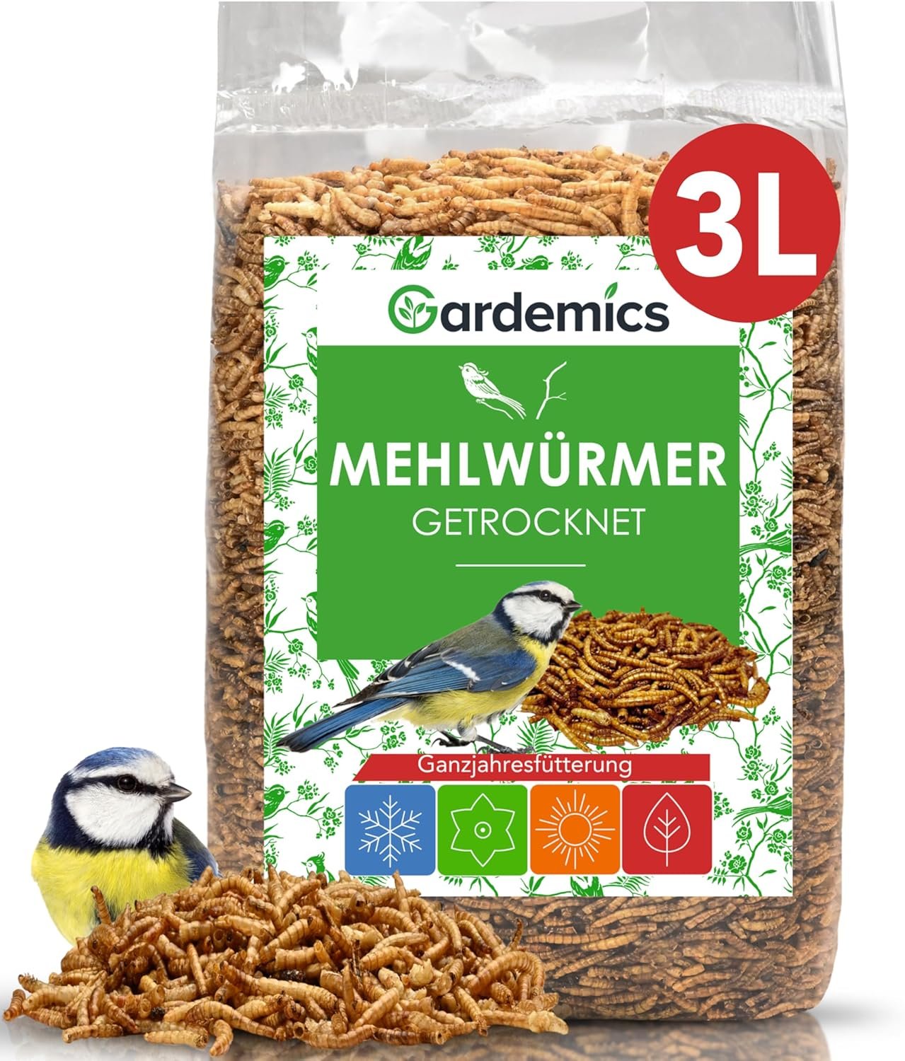 Gardemics Getrocknete Mehlwürmer, 3 Liter, 460 g, Premium-Insektenfutter für Vögel, Fische, Schildkröten, Nagetiere, Igel, Reptilien, Vogelfutter, Mehlwürmer getrocknet Gardemics Getrocknete Mehlwürmer, 3 Liter, 460 g, Premium-Insektenfutter für Vögel, Fische, Schildkröten, Nagetiere, Igel, Reptilien, Vogelfutter, Mehlwürmer getrocknet