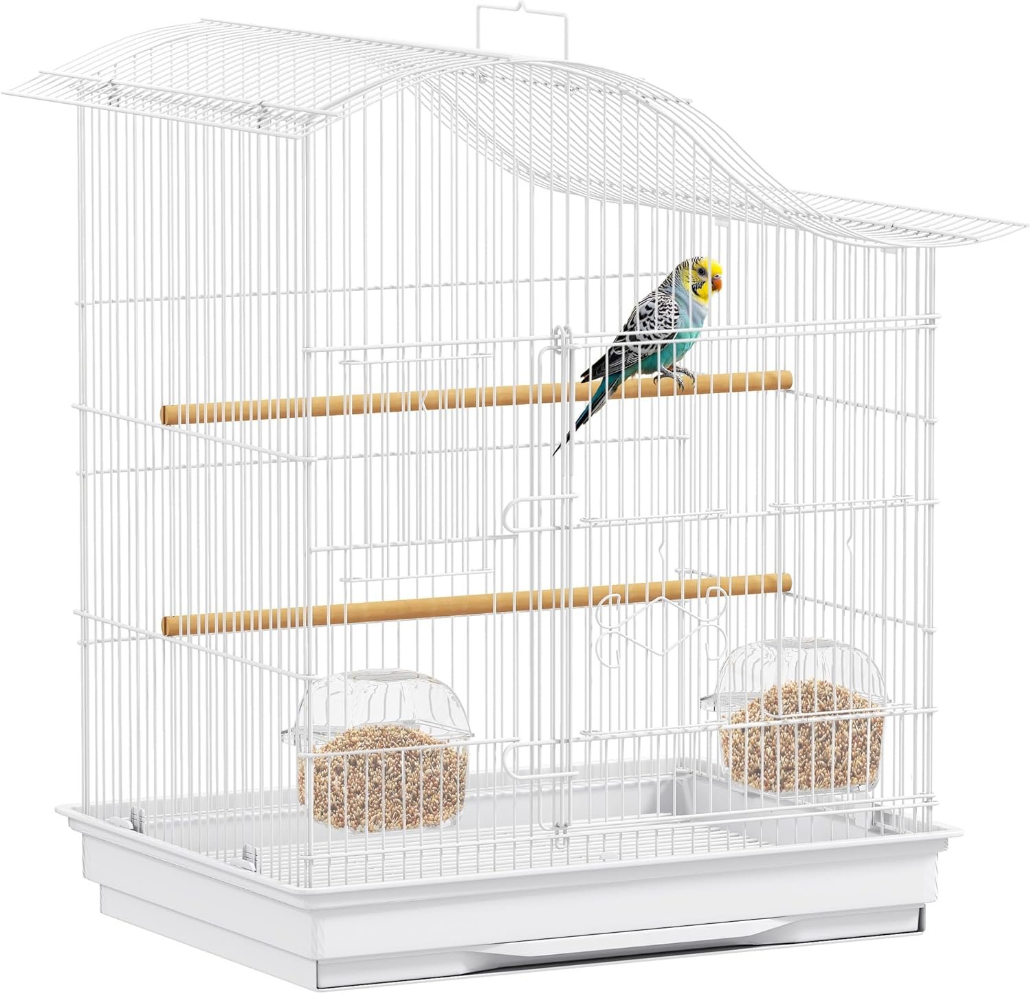 PawHut Vogelkäfig mit 4 Türen, 2 Sitzstangen, Schiebeplatte, für Turteltauben, Wellensittiche, Finken, 47,5 x 36 x 54,5 cm, Weiß PawHut Vogelkäfig mit 4 Türen, 2 Sitzstangen, Schiebeplatte, für Turteltauben, Wellensittiche, Finken, 47,5 x 36 x 54,5 cm, Weiß