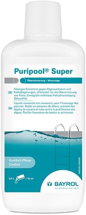 BAYROL 1143172 Puripool Super 1 L Pool-Überwinterungsmittel, verhindert Algenwachstum und Kalkablagerungen, Pool-Überwinterungsmittel, pH-neutral und chlorstabil, Überwinterungskonzentrat für Außenpools BAYROL 1143172 Puripool Super 1 L Pool-Überwinterungsmittel, verhindert Algenwachstum und Kalkablagerungen, Pool-Überwinterungsmittel, pH-neutral und chlorstabil, Überwinterungskonzentrat für Außenpools