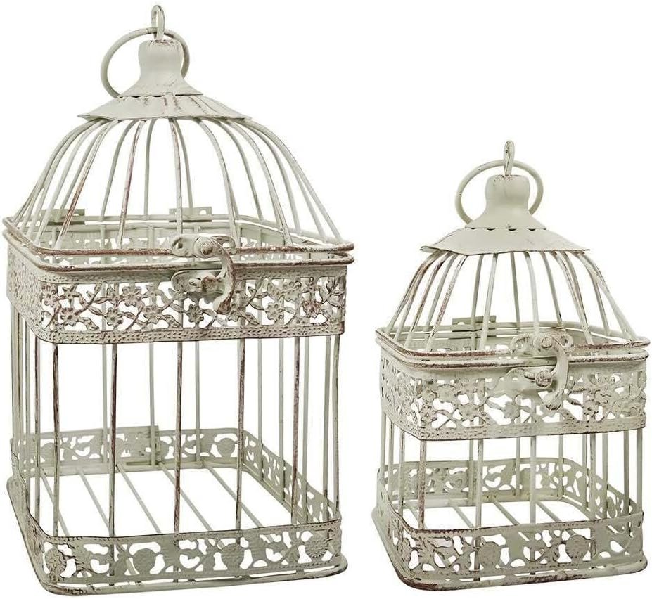 Deko Vogelkäfig 2er Set Vintage Nostalgie Antik Stil weiß Deko Vogelkäfig 2er Set Vintage Nostalgie Antik Stil weiß