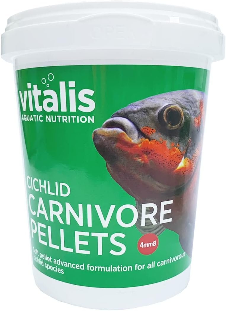 Vitalis Cichlid Carnivore Pellets 4 mm für fleischfressende Buntbarsche | Granulat Fischfutter für Aquarium & Teich | Pellets, Buntbarschfutter, Fischfutter mit natürlichen Farbverstärkern Vitalis Cichlid Carnivore Pellets 4 mm für fleischfressende Buntbarsche | Granulat Fischfutter für Aquarium & Teich | Pellets, Buntbarschfutter, Fischfutter mit natürlichen Farbverstärkern