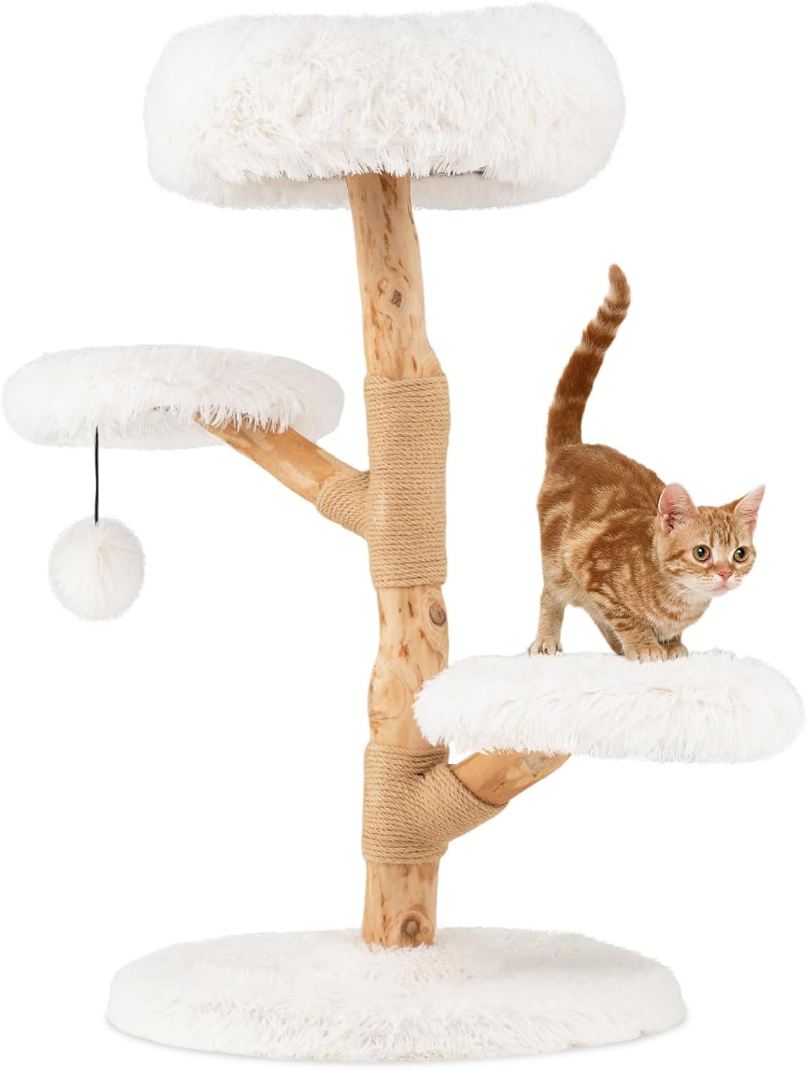 SOARS Kratzbaum für Katzen aus Holz, 90 cm großer Kratzbaum mit 3 Plattformen, Kratzbäumen & Plüschball, kleiner Katzenkratzbaum, Kletterbaum für Katzen, Katzenmöbel, weiß SOARS Kratzbaum für Katzen aus Holz, 90 cm großer Kratzbaum mit 3 Plattformen, Kratzbäumen & Plüschball, kleiner Katzenkratzbaum, Kletterbaum für Katzen, Katzenmöbel, weiß