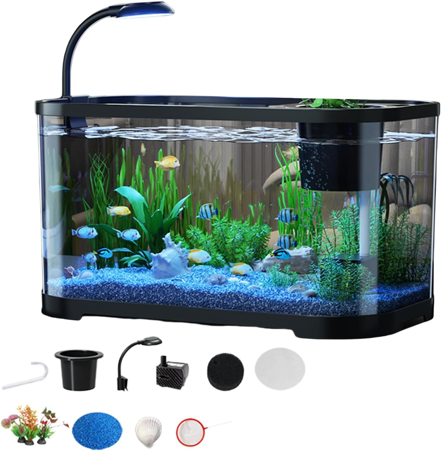 Aquarium-Komplettset, 11 l Aquarium-Starter-Kits, Aquarium für tropische Fische, mit Wasserpumpe, Filterschwamm, Hydrokulturkorb für Fische und Wasserpflanzen Aquarium-Komplettset, 11 l Aquarium-Starter-Kits, Aquarium für tropische Fische, mit Wasserpumpe, Filterschwamm, Hydrokulturkorb für Fische und Wasserpflanzen
