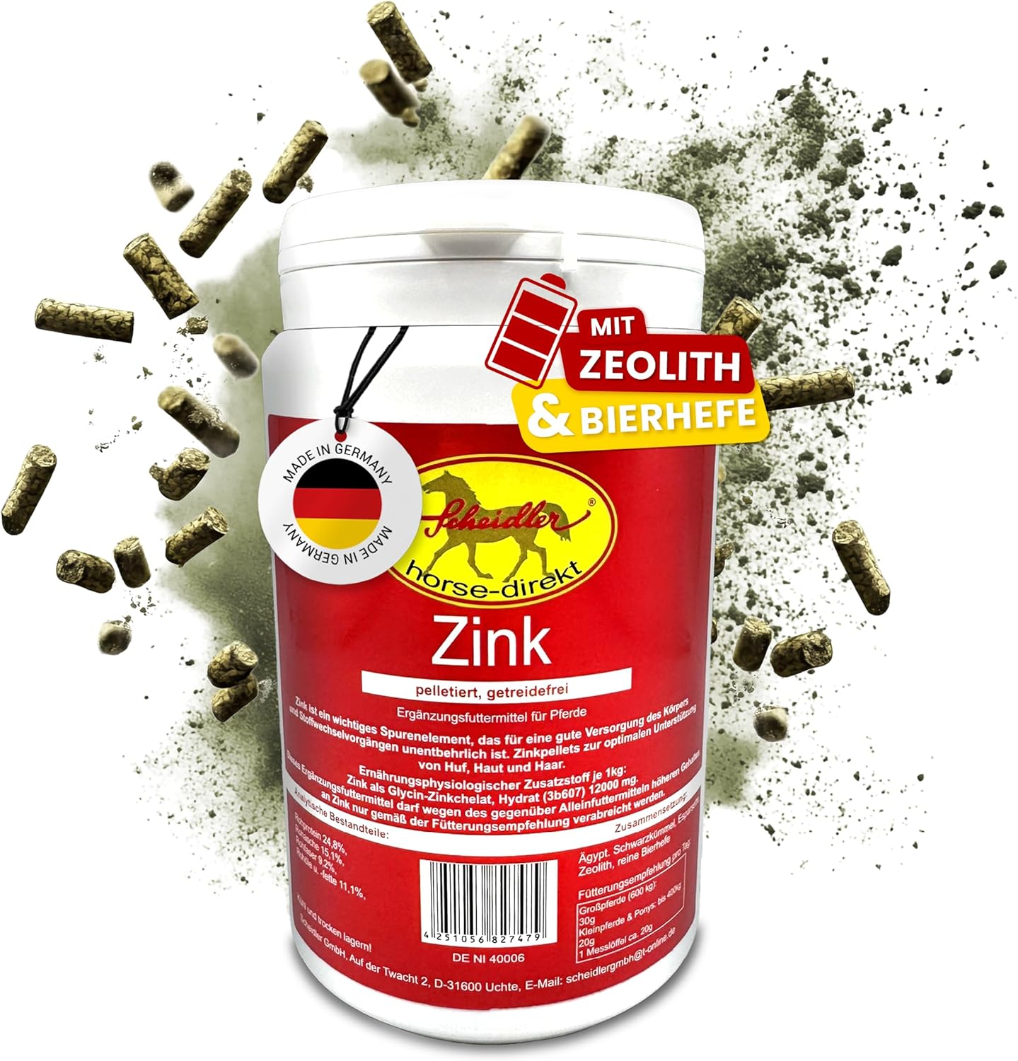 Scheidler horse-direkt Zink-Komplex für Pferde – 700 g Pellets hochdosiert für Huf, Haut & Fell – mit Bierhefe, Zeolith, Sparsette & Schwarzkümmel – getreidefrei – alle wichtigen Mineralien Scheidler horse-direkt Zink-Komplex für Pferde – 700 g Pellets hochdosiert für Huf, Haut & Fell – mit Bierhefe, Zeolith, Sparsette & Schwarzkümmel – getreidefrei – alle wichtigen Mineralien