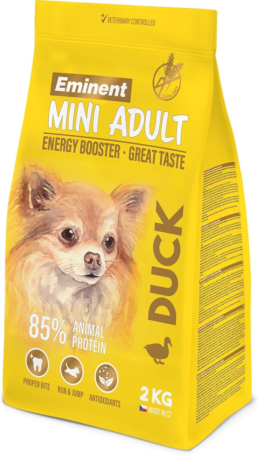 Eminent Mini-Hundefutter mit Ente, Trockenfutter für Hunde Toy und Mini-Rassen, getreidefrei, 1 x 2 kg Eminent Mini-Hundefutter mit Ente, Trockenfutter für Hunde Toy und Mini-Rassen, getreidefrei, 1 x 2 kg