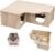 SenZee Hamsterhaus aus Holz, Mehrkammerhaus, Hamsterversteck, Holzhaus, Eckhaus mit Deckel, Zubehör für Kleintiere