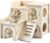 FGen Hamsterhaus aus Holz mit 2 Ebenen – Nagetierhaus für Zwerghamster, Rennmäuse, Degus, natürliche Hamsterburg mit Schlafplatz und Spielbereich (15,5 x 14 x 14,5 cm)