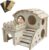 Hamsterhaus aus Holz, Zwerghamster-Zubehörhaus, Hamster-Mehrkammerhaus-Spielzeug, Nagetierhaus, 2 Ebenen, Hamsterkäfig-Versteck für Rennmäuse, Degus, Stacheln, Zwerghamster (18 x 16 x 16).